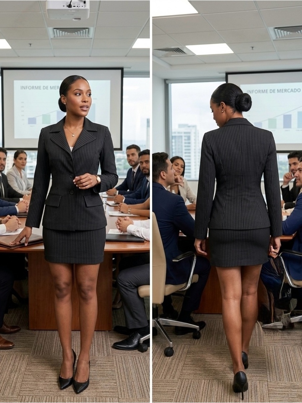 Tailored Black Pinstripe Two-Button Women's Blazer Y2K
